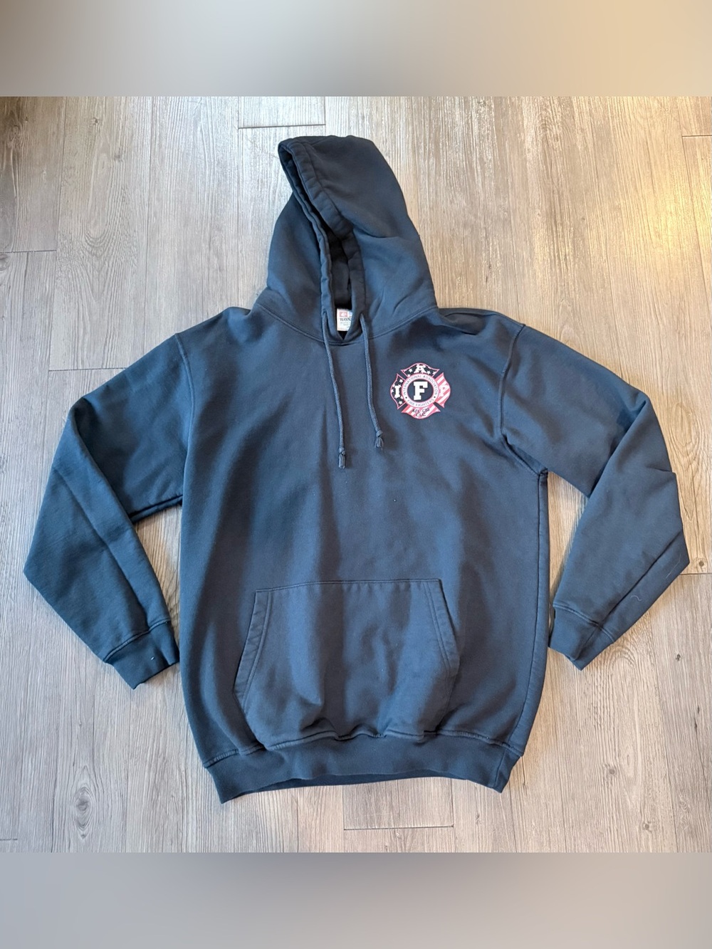 Men's IAFF American Union Firefighter Premium Hoodie, Large, Navy Blue